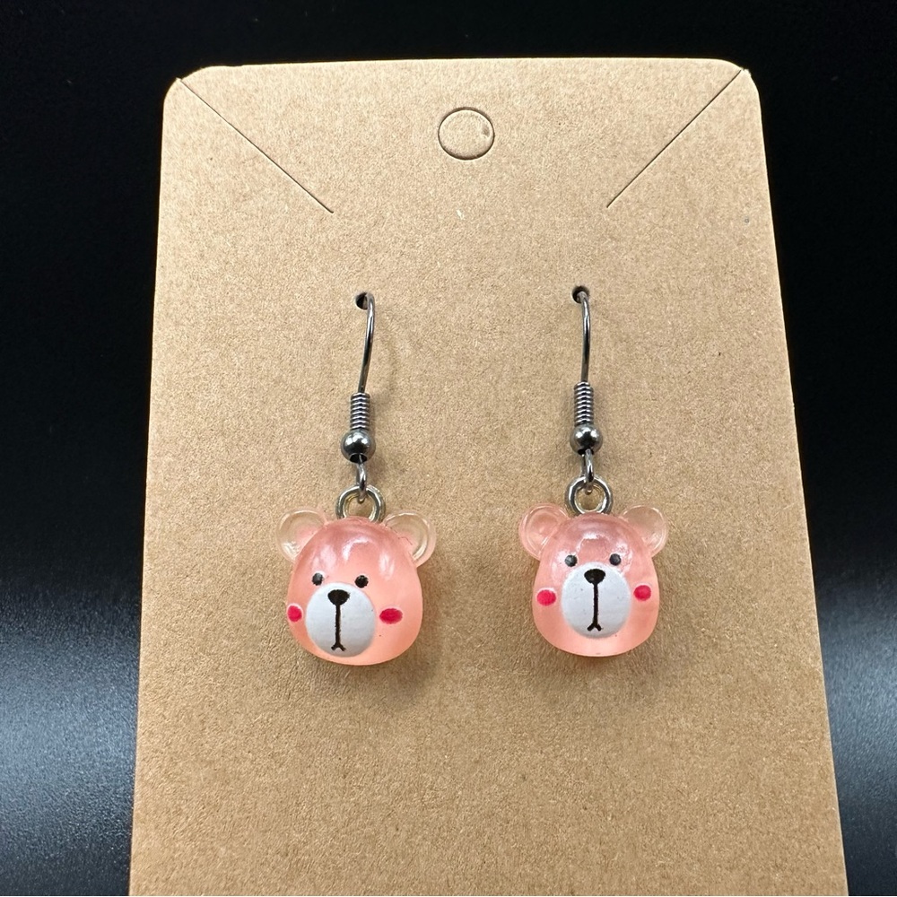 Pink Bear Earrings for Kids